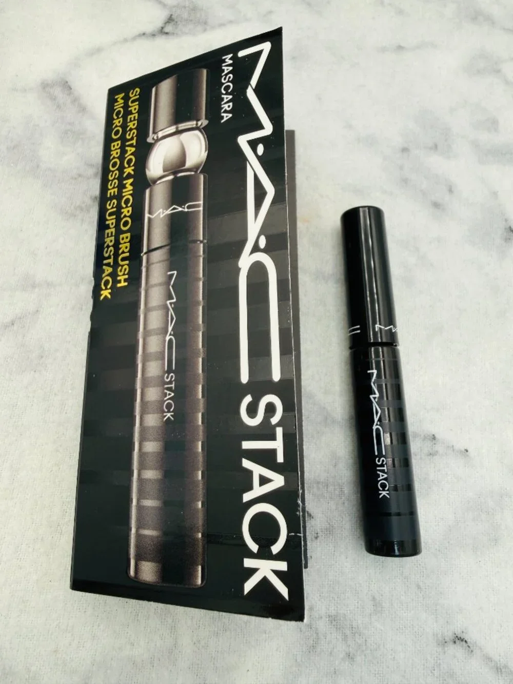 MAC Beauty Gift Set-Stack Mascara SuperStack Mega Brush Black,Travel-2pc-NEW